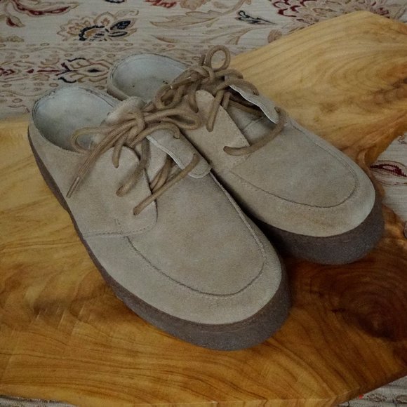 LL Bean Lace Up Mule slide clog Tan Suede leather - Picture 6 of 6